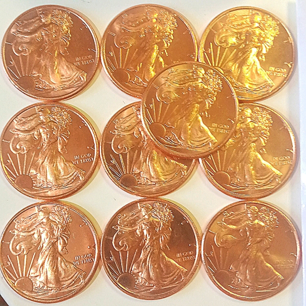 (Set of 10) copper round set bundle of .999 fine copper precious Metals